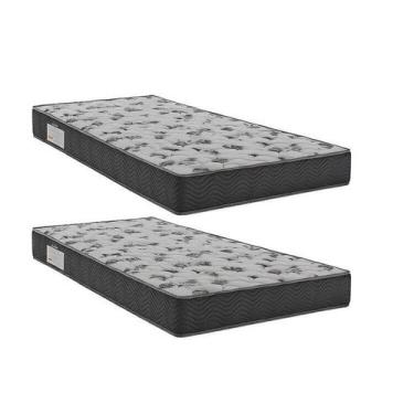 Imagem de Kit 2 Colchões Solteiro Ortobom D33 Iso 100 88x188x18 Grafite/branco