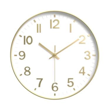 Imagem de Relogio Parede, RelóGio de Parede Cozinha, Silencioso Moderno, Decorativo Quarto Sala EscritóRio(20cmx20cmx5cm)(Dourado/Branco)