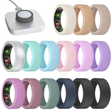 Imagem de BandRain Pacote com 15 capas de anel ultrafinas compatíveis com Oura Ring Gen 4/3, acessórios protetores de silicone antiarranhões para mulheres e homens (pacote com 15 – Conjunto 8, M para 11/12/13