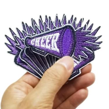 Imagem de Conjunto de 12 peças de 7,6 cm x 3,3 cm - Megafone Cheerleader Cheerleading Cheerleading Roxo Ferro On Patch Squad Team Bullhorn Patch Sports Games Game Day Bordado Apliques à Máquina Bordado DIY