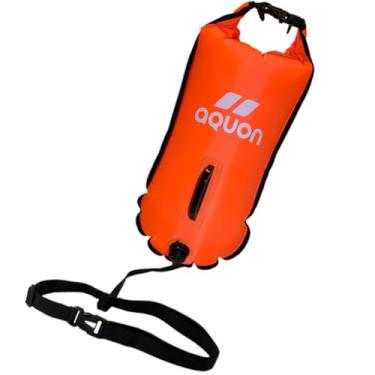 Imagem de Aquon Boia de Segurança para Natação, Laranja, Nylon com PVC, 28L, Dupla Câmara de Ar, Alta Visibilidade, 70x37cm, para Águas Abertas (Laranja)