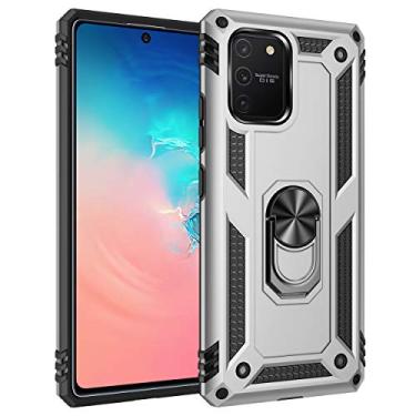 Imagem de SORAKA Capa para Samsung Galaxy S10 Lite com suporte de anel capa protetora para Samsung Galaxy S10 Lite capa traseira de policarbonato rígido com placa de metal para suporte magnético de telefone