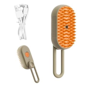 Imagem de Escova Pet Vapor, Massageadora de Banho com Cerdas de Silicone, Design Ergonômico, Removedora de Pelos, Higienizadora, Brilho, Limpeza a Vapor