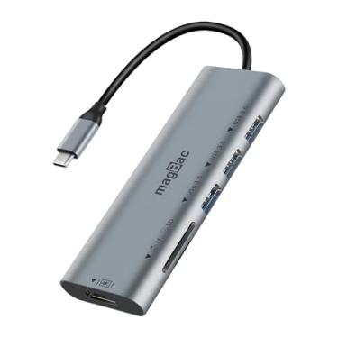 Imagem de Estação de ancoragem MagBac USB C 6 em 1 adaptador múltiplo com porta de exibição HDMI 4K, 3 portas de dados USB A, compartimento para cartão SD/TF para HP, Dell, MacBook Pro, Lenovo