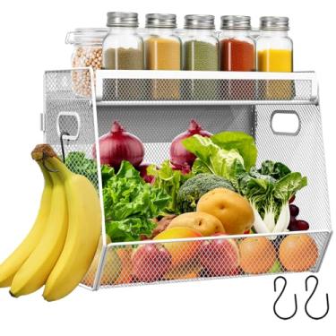 Imagem de LQPAFZ 1 conjunto de prateleira magnética para geladeira com tampa, caixas de armazenamento de batata e cebola, organizadores e armazenamento de despensa, suporte magnético grande para temperos para