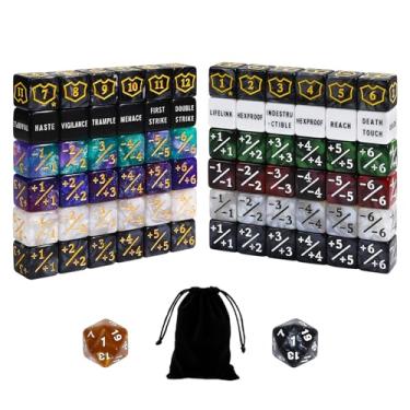 Imagem de FourDragons 74 Pieces MTG Abilities Keywords Counters Dice Set, Plus 1/+1 Shield Life Counter Keyword Buff Tokens 6 Sided Dice for MTG, TCG, Cards Gaming Accessories CCG Creature Stats