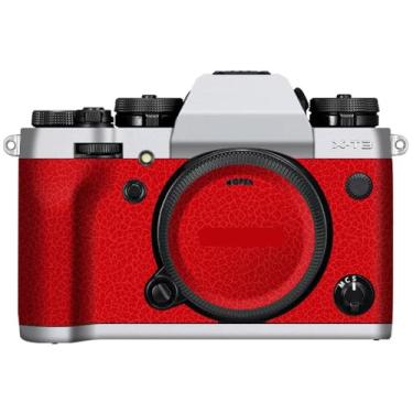 Imagem de X-T3 Adesivo de capa de câmera antiarranhões para FujiFilm X-T3 Película protetora de câmera decalques XT3 (transparente + couro vermelho)