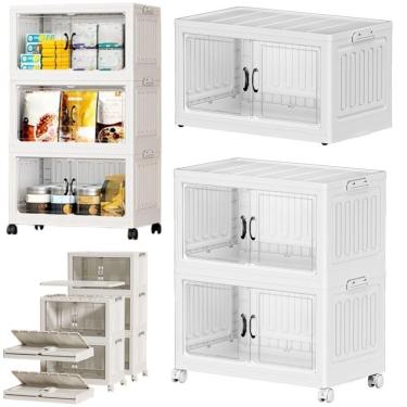 Imagem de Armario 6 Portas 3 Andares Dobravel Organizador Brinquedos Carrinho Lavanderia Multiuso Caixa Armarzenamento Guarda Roup