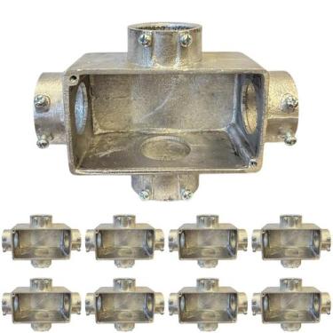 Imagem de 9 Condulete Tipo X Medida 1 1/4 Em Alumínio Sem Rosca Sieg