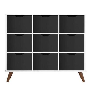 Imagem de Nicho Organizador Retro Branco com 9 Gavetas Pretas - Qmovi