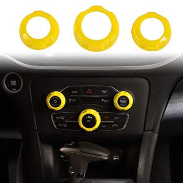Imagem de Voodonala para carregador Challenger Chrysler Radio AC Knobs botão interruptor de ar condicionado para Dodge Challenger 2015-2019, para Chrysler 300, ABS Amarelo 3 peças