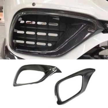 Imagem de Divisor de ventilação de admissão de ar de para-choque de carro de fibra de carbono real compatível com E-Class W213 E63 AMG capa divisor de para-choque acabamento de saída de ar (fibra de carbono