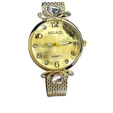 Imagem de Relógio Feminino MIlaq pulseira de Borracha a prova dagua cor variada (Dourado)