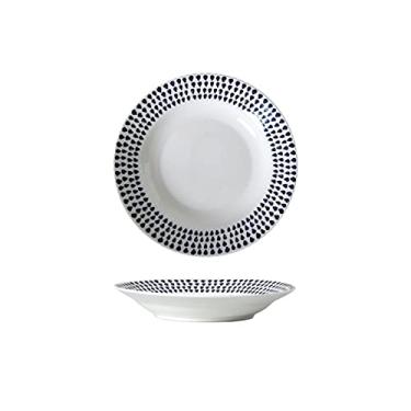 Imagem de Conjunto de pratos de jantar de cerâmica de prato de serviço, conjunto de 4 pratos de jantar de 20 cm para uso na cozinha de restaurante, forno de microondas, lavável na máquina de lavar louça (branco