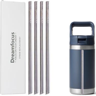 Imagem de Dreamfocus Palha de metal de aço inoxidável de substituição para garrafa de canudo YETI RAMBLER 340 g pacote com 4