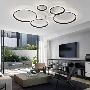 Imagem de Ventilador de teto silencioso com função de inverno e verão com luz e controle remoto Quarto Ventilador de teto regulável de 6 velocidades com temporizador-B || 100 CM-Preto