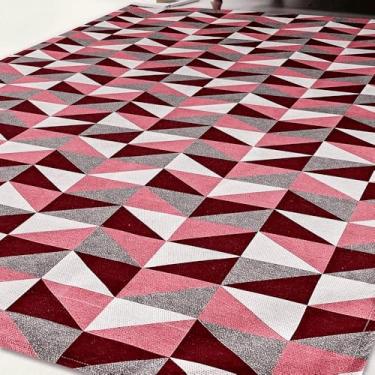 Imagem de Tapete de Sala Jacquard Antiderrapante - Estampa Geométrica para Quarto e Escritório (Dallas Vermelho,2,00x2,50)