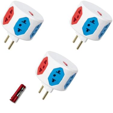 Imagem de Adaptador Tomada Kit 3 com Fusivel 6 Entradas | Compativel com 10A e 20A Adaptador T Redondo Bivolt | Compatibilidade Alta