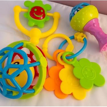 Imagem de Kit Baby Chocalho Sensorial Bolinha Mordedor Silicone para Bebê Linha Premium M5 Armarinhos