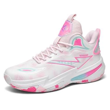 Imagem de Novetra Tênis de basquete masculino da moda, respirável, antiderrapante, durável, leve com suporte arco, tênis para quadra interna e externa(Pink,38 BR)