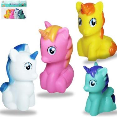 Imagem de Kit 4 Unicórnio De Vinil Brinquedo De Banho Para C/ Som - Europio, Uni