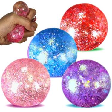 Imagem de Pacote com 4 bolas de estresse em gel de glitter Fidget Toys YiLuan Sl