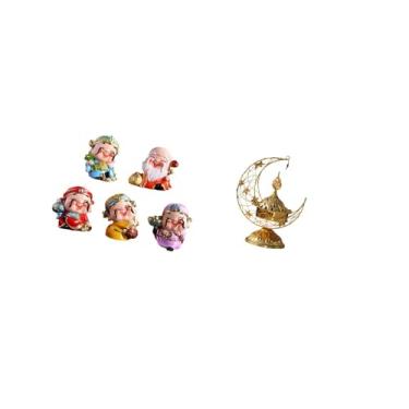 Imagem de Fenteer Estátua de Resina Do Da Fortuna, Escultura de Mesa Rica, Mini Estatuetas para Decoração de Mesa de Ano Novo, Festa de Quarto com Cone de Queimado