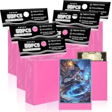 Imagem de Mangas de cartão rosa adequadas para MTG, 300 peças de mangas de cartão padrão para cartões de troca cartões esportivos cartões de beisebol TCG Yugioh Magic (66 x 91 mm), acessível resistente e agradável embaralhamento