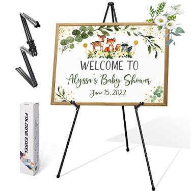 Imagem de VAIIGO 63" Easel Stand for Wedding Sign Poster Display Easel Floor Adjustable Metal Black Art Easel Instant Folding Tripod Easel for Painting Canvas Wedding Welcome Sign Stand, 1Pack