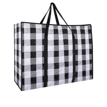 Imagem de Bolsas grandes e resistentes com zíper forte e alças confortáveis, sacos de armazenamento de roupas resistentes e duráveis, caixas de transporte para suprimentos universitários, listras pretas