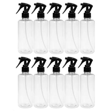 Imagem de Kit 10 Frasco Cilindrico Borrifador Preto Mini Trigger Pulverizador com Válvula Multiuso 300ml