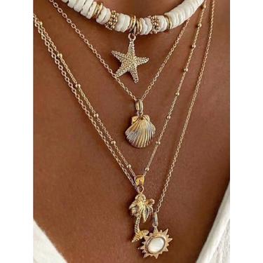 Imagem de Colar de flor de concha de elefante, joia de férias na praia, acessório em camadas