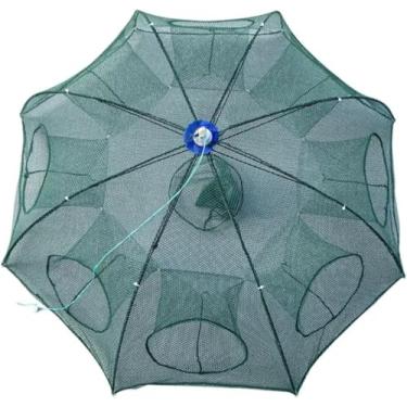 Imagem de Armadilha de Pesca com 8 Entradas Dobrável Captura Peixes, Camarões e Siris Nylon Reforçado Ideal para Pesca em Rios, Lagos e Mar Resistência PREMIUM (2)