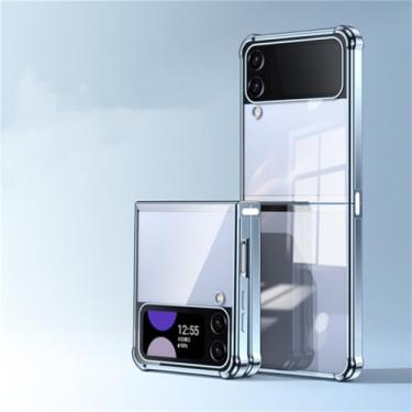 Imagem de Para Samsung Galaxy Z Flip 5 4 3 Capa transparente Airbag Phone Case para Samsung Z Flip 5 Chapeamento capa macia ultrafina, azul, para Samsung Z Flip 3