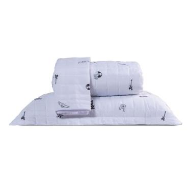 Imagem de Kit Colcha Bouti Cobre Leito Solteiro Estampado Dupla Face 02 Peças - 