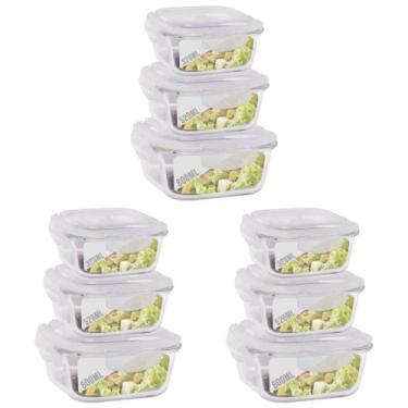 Imagem de Jogo 9 Pote Vidro Hermético Marmita Kit Quadra 3 Tamanhos - Quality Ho