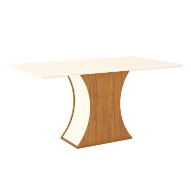 Imagem de Mesa Para Cozinha Luiza Sc16 + Tampo Madeirado Reto 160x90cm Nature-off White - Henn