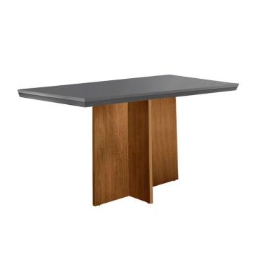 Imagem de Mesa Para Cozinha Berlim + Tampo Madeirado Reto 120x80cm Grafite-imbuia - Rufato
