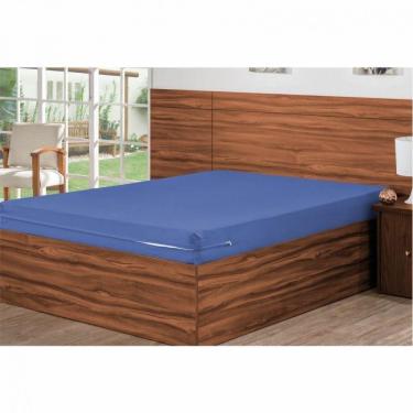 Imagem de Capa para Colchão com Zíper Casal Azul Bordados Ricardo