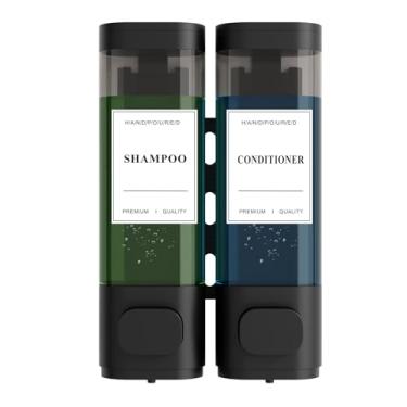 Imagem de Dispensador de xampu e condicionador – Dispensador de sabão de chuveiro montado na parede, instalação sem broca, bloqueável, capacidade de 900 ml, para banheiro e hotel ou Airbnb (preto, pacote com 2)