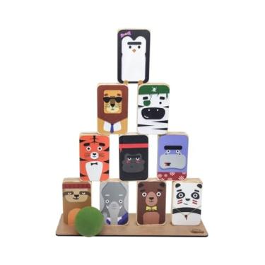 Imagem de Equilíbrio Animais, da NewArt - Brinquedo de Madeira de empilhar ou tipo Boliche ou efeito Dominó - Cód. 290