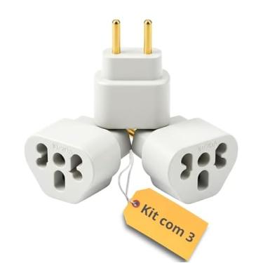 Imagem de Kit com 03 Adaptadores de Tomada 10A e 20A Bivolt - Adaptador para Chapinhas, Secador de Cabelo, Ferro de Passar, Airfryer- Plugue Seguro para Eletrodomésticos e Eletrônicos até 250V
