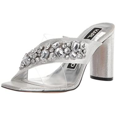 Imagem de Karl Lagerfeld Paris Sandália feminina Rosina de salto cruzado, Transparente/prata, 35