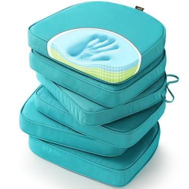 Imagem de SUNROX Almofadas de cadeira de espuma de memória de gel, FadeShield Water, resistentes a manchas, almofadas reversíveis duráveis com laços para cozinha interna/externa, sala de jantar, escritório, 43