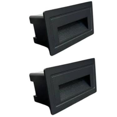 Imagem de Kit 2x Balizador De Parede Preto Horizontal 3W 3000K IP65 Bivolt