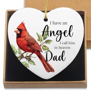 Imagem de Presentes de simpatia pela perda de um ente querido pai presentes de luto para perda de pai pai em memória presente I Have an Angel in Heaven I Call Him Daddy Ornamentos de Natal