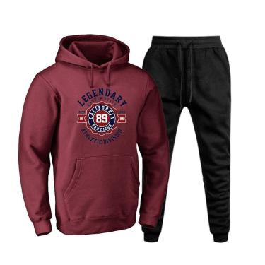 Imagem de Conjunto Moletom Estampado Plus Size Masculino Blusa Canguru Para o Frio e Calça Quentinha Macia