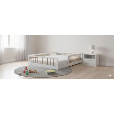 Imagem de Cama Baixa Moderna Casal Lume - MobiBaby