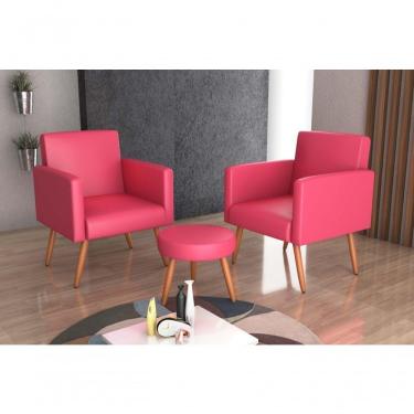 Imagem de Conjunto 02 Poltronas E 1 Puff Dallas - Rosa Courano