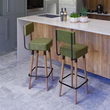 Imagem de Conjunto 2 Banquetas Barcelona Tecido Sintético Verde